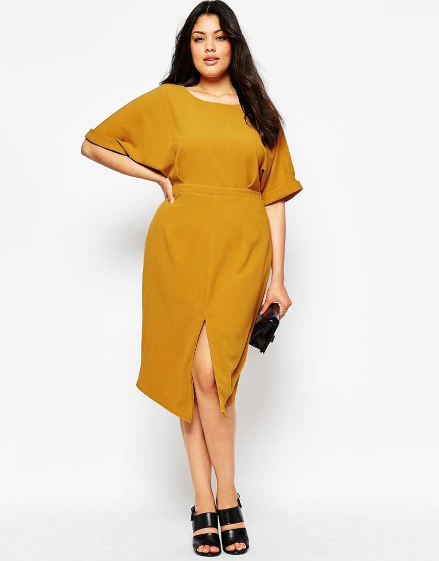 Lyst Asos Plain Wiggle Cut Out Back Dress In Natural Gallery