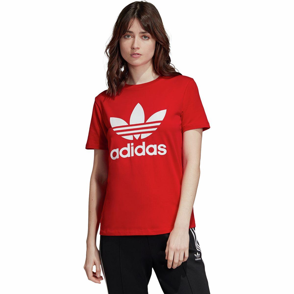 red and white adidas shirt womens