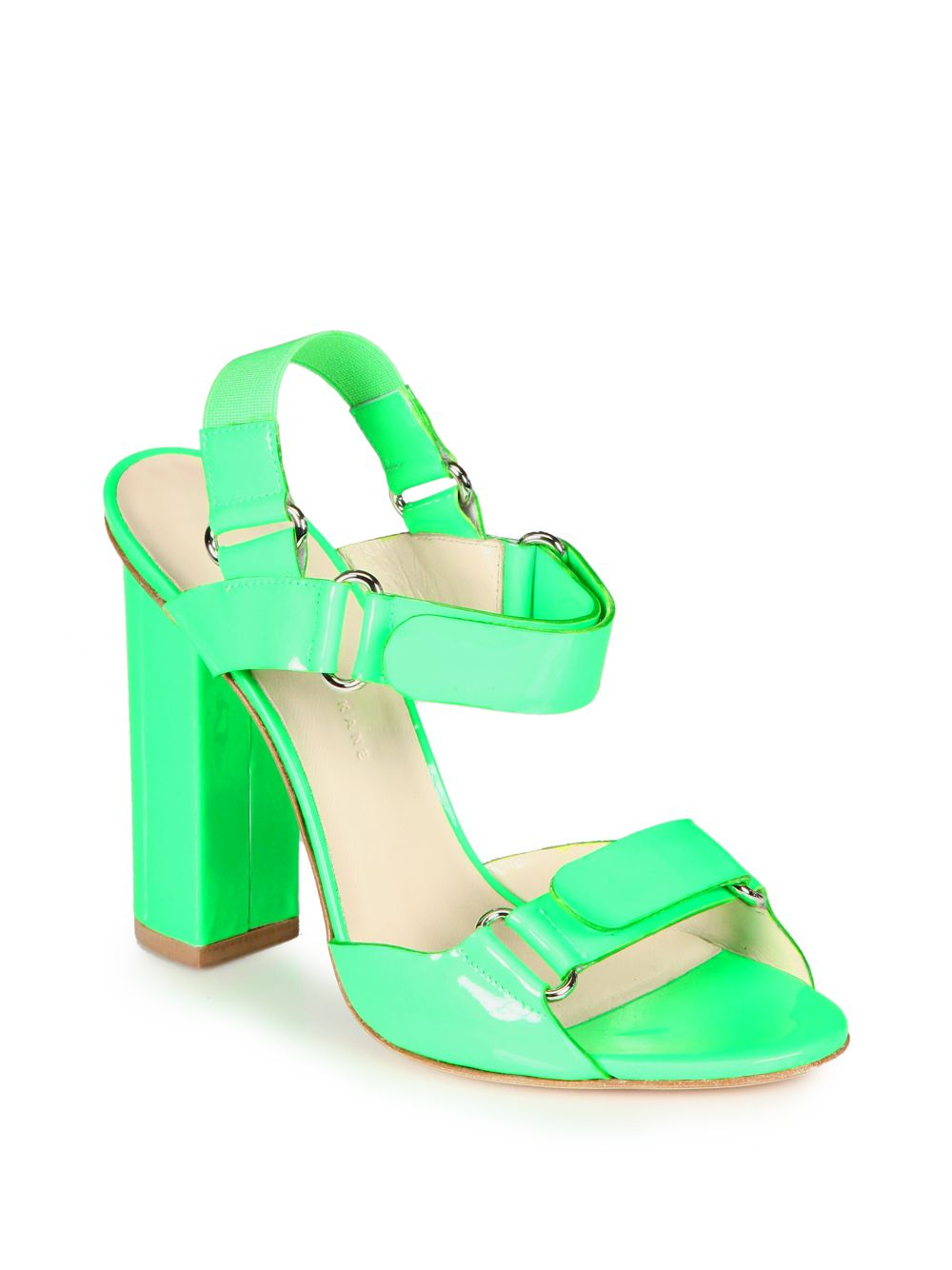 Christopher Kane Patent Leather Slingback Sandals in Green | Lyst