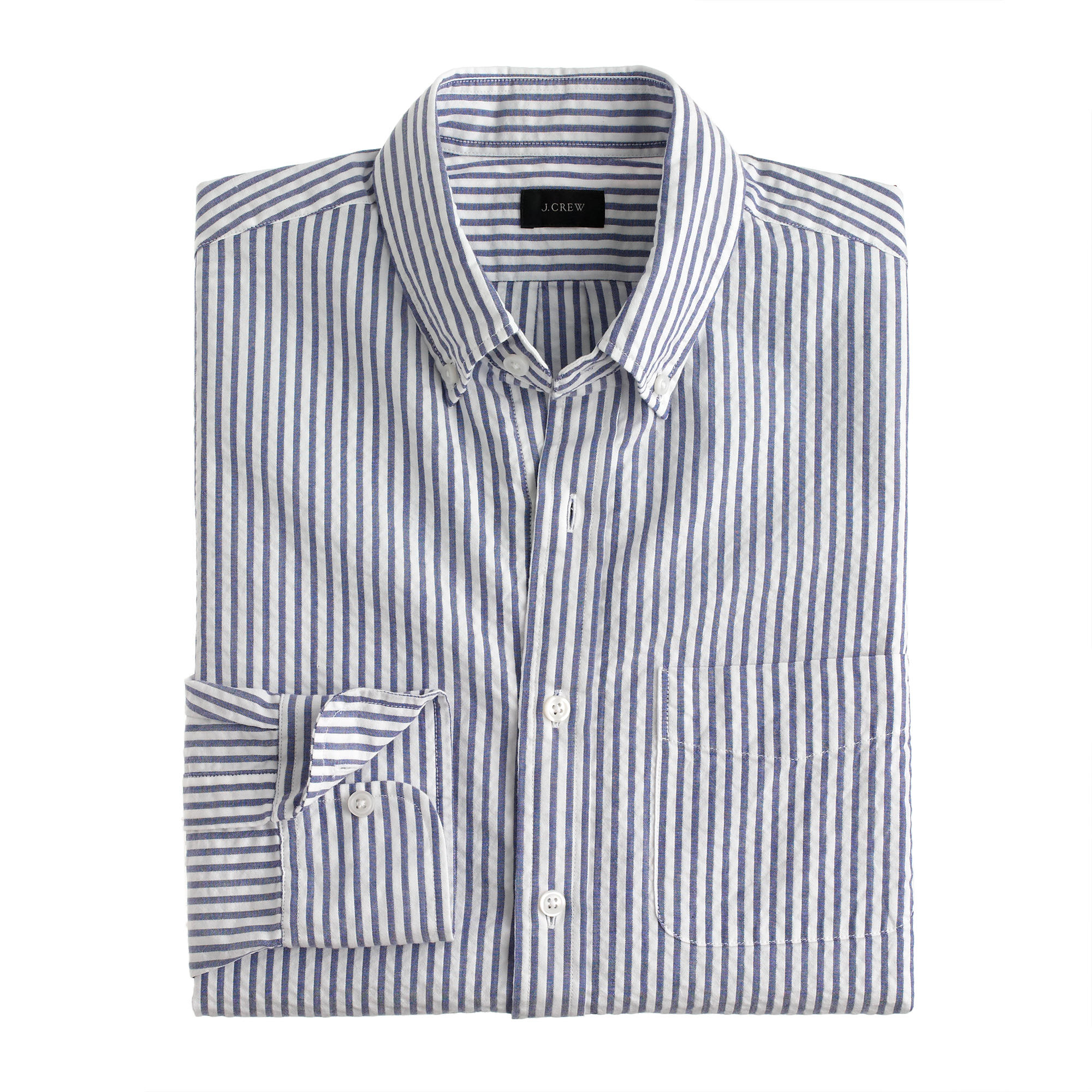 J.crew Tall Seersucker Shirt In Red Stripe in Blue for Men (rustic blue ...