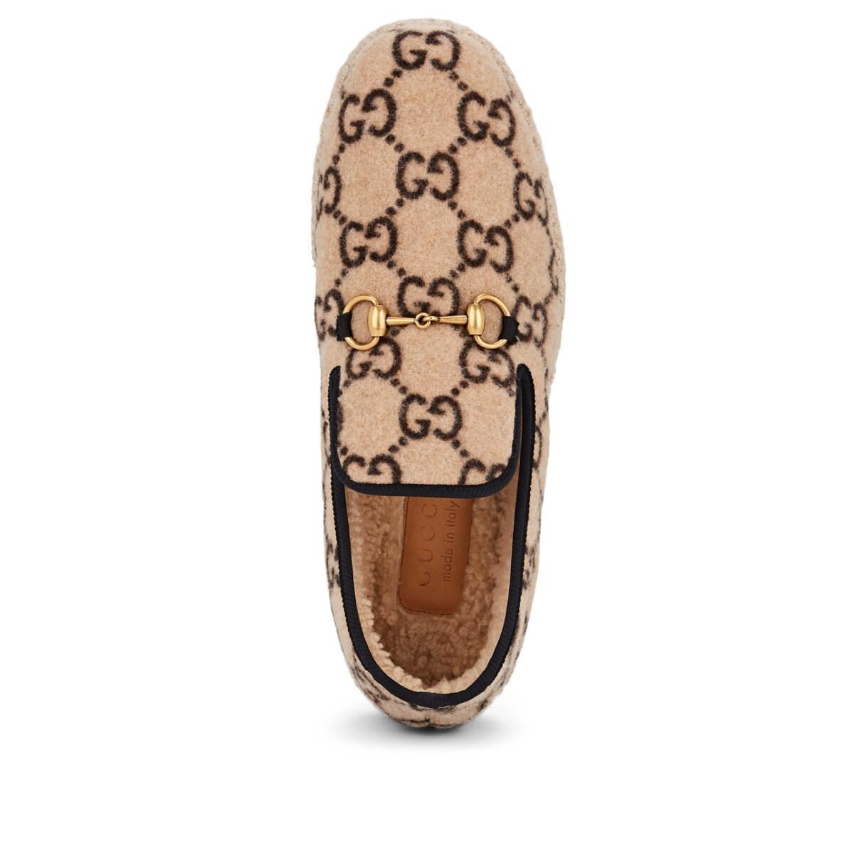 Gucci Fria Logo-print Wool Loafers in Natural for Men - Lyst
