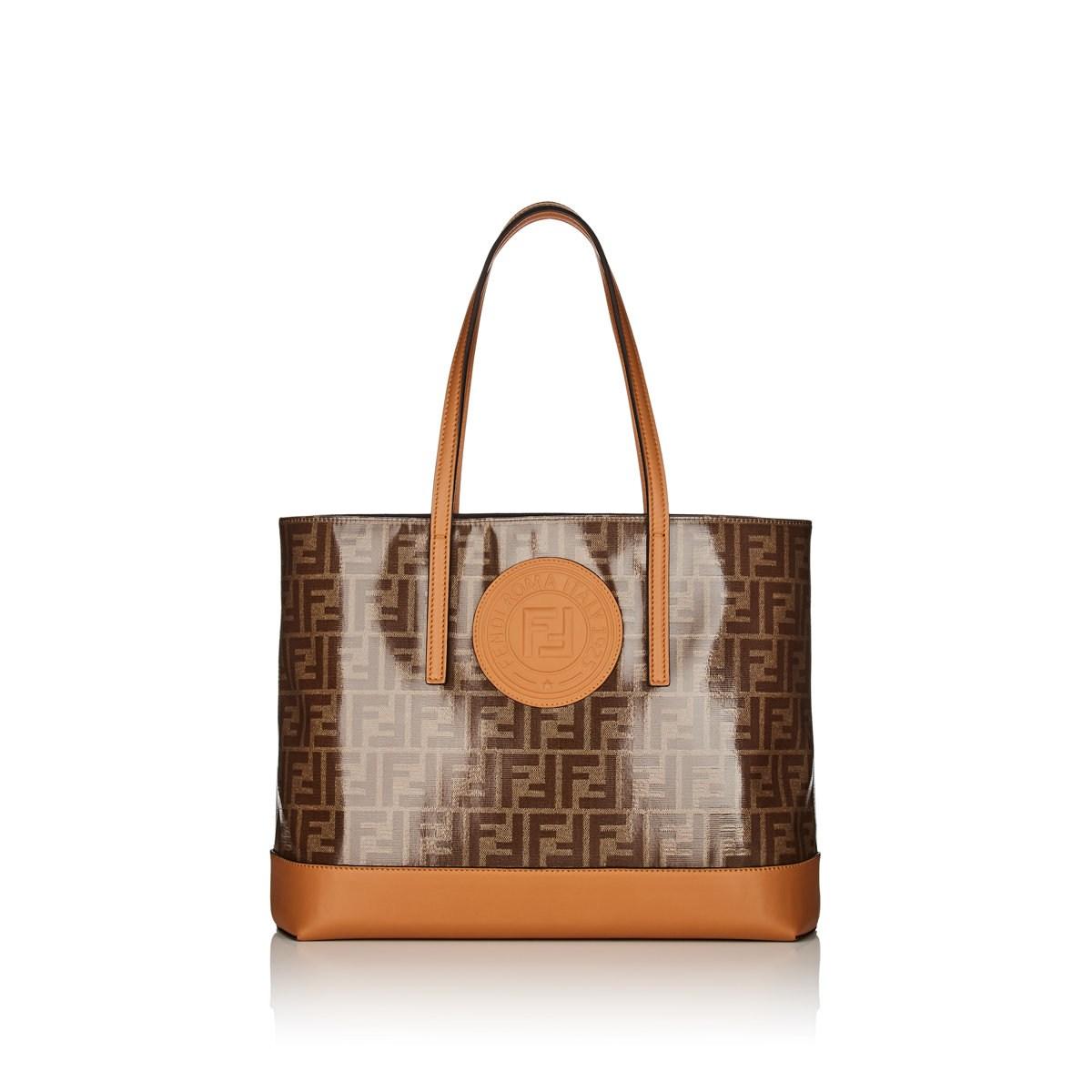 Fendi Coated Canvas & Leather Tote Bag in Brown - Lyst