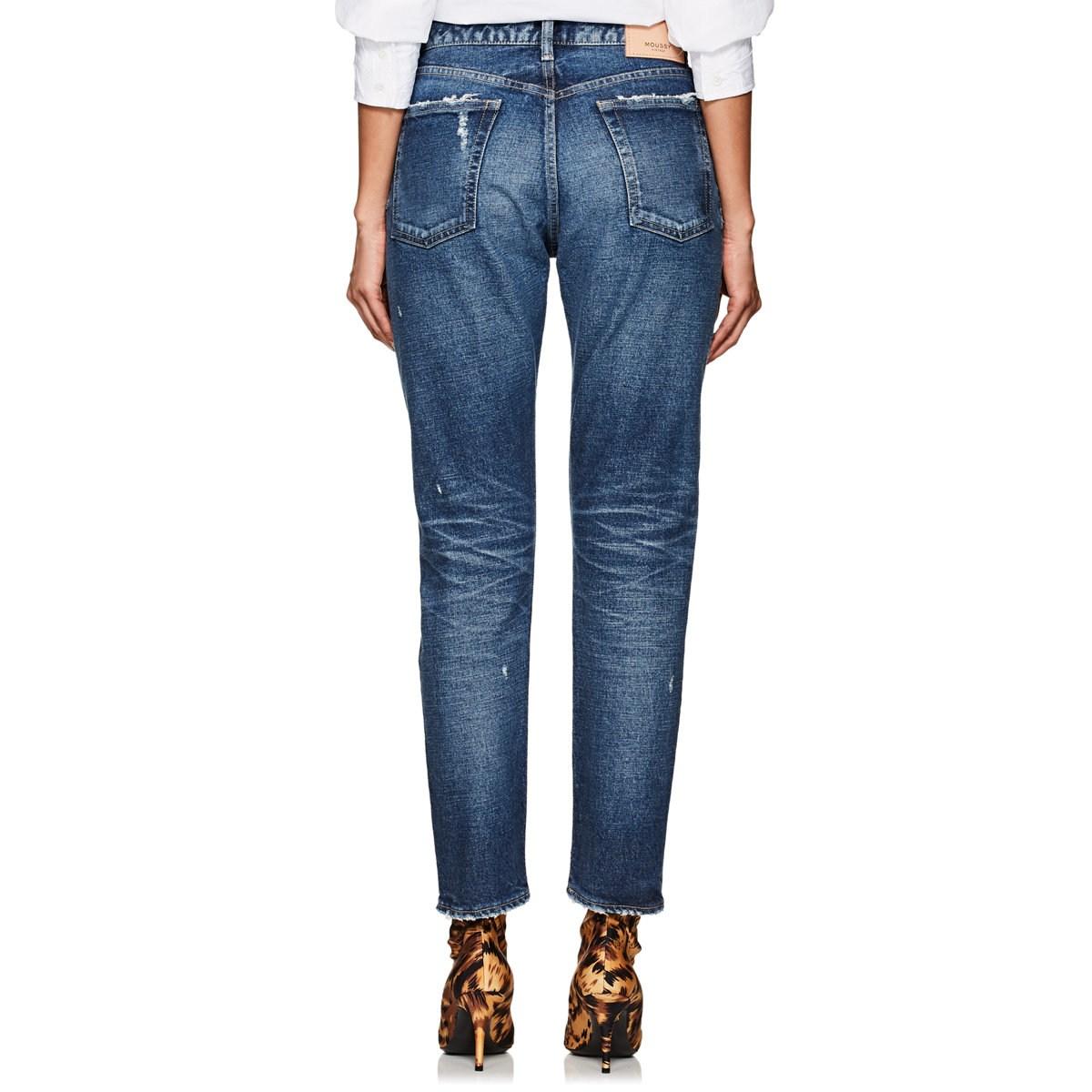 Moussy Denim High-rise Tapered Skinny Jeans in Blue - Lyst