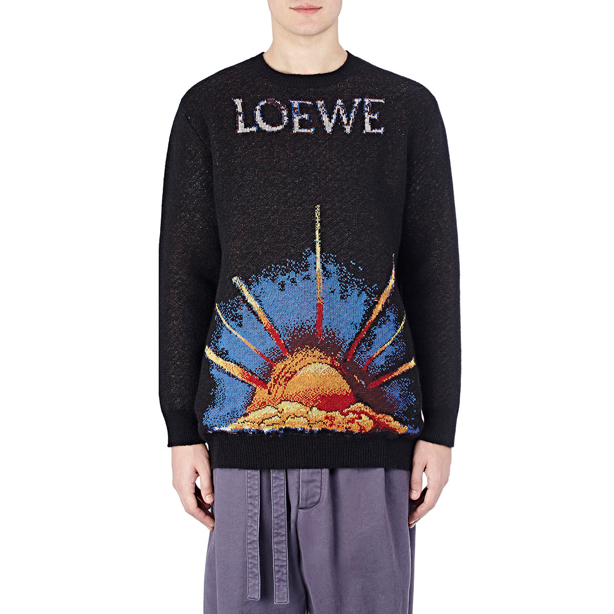 Lyst - Loewe Sunrise-graphic Intarsia-knit Sweater in Black for Men