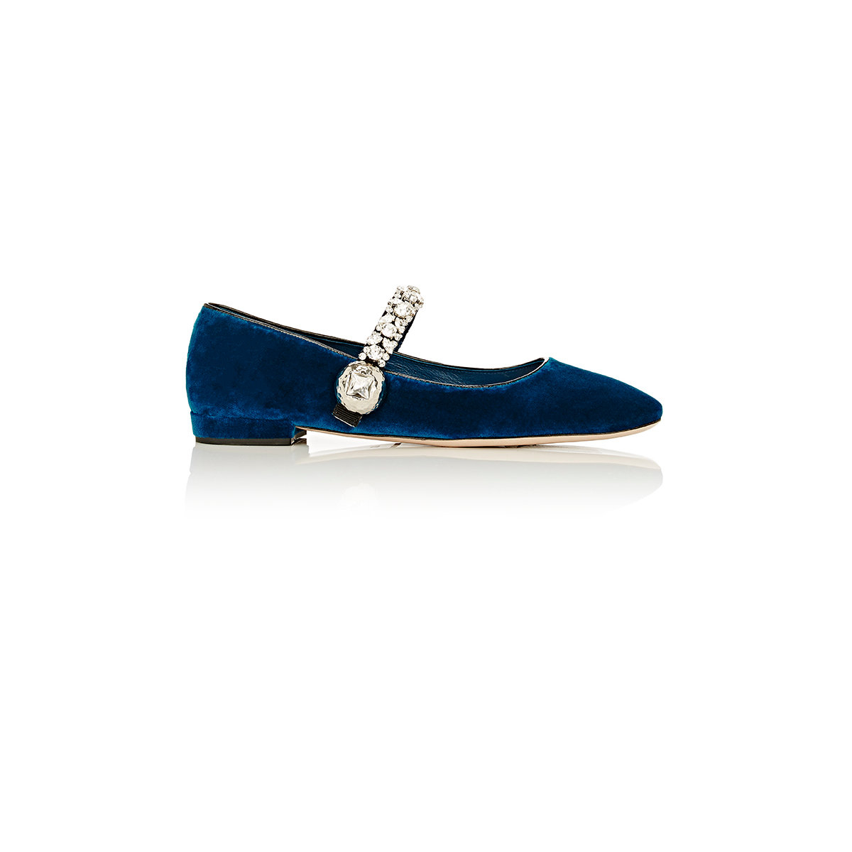 Miu miu Crystal-embellished Velvet Ballerina Flats in Blue - Save 34% ...