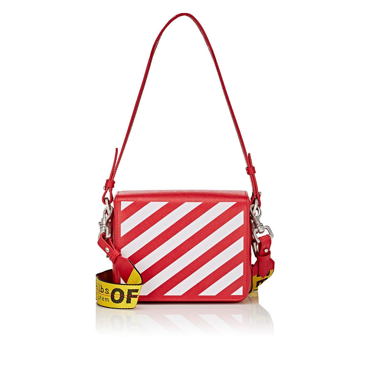 Lyst - Off-white c/o virgil abloh Striped Textured-leather Shoulder Bag in Red