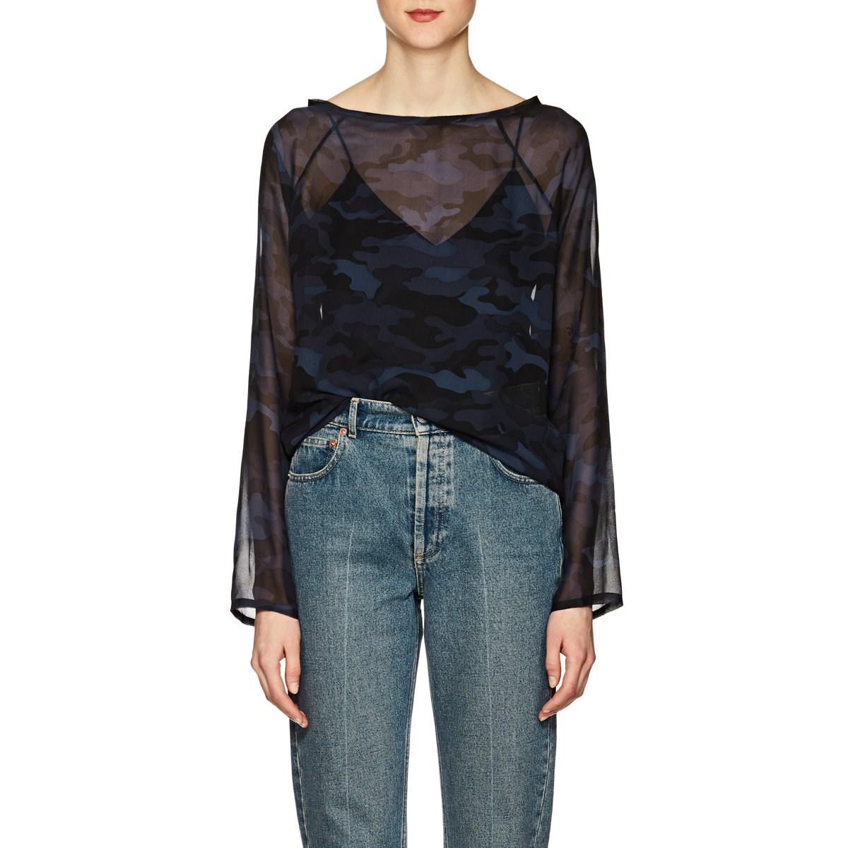 camouflage silk blouse