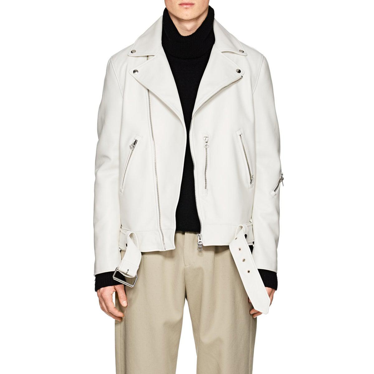 Lyst Acne Nate Clean Leather Moto Jacket In White For Men Gallery