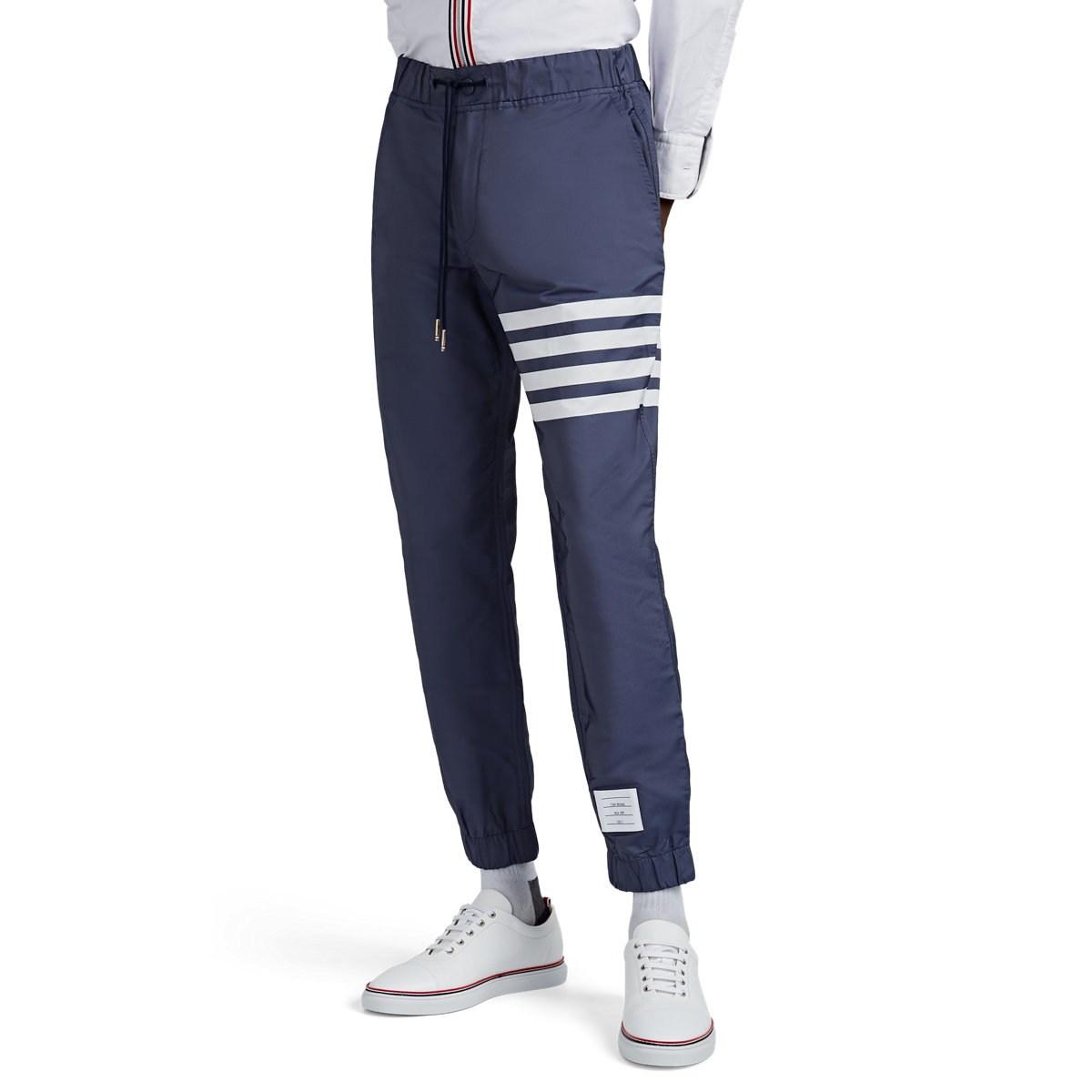 Thom Browne Denim Block-striped Tech-twill Jogger Pants in Navy (Blue ...