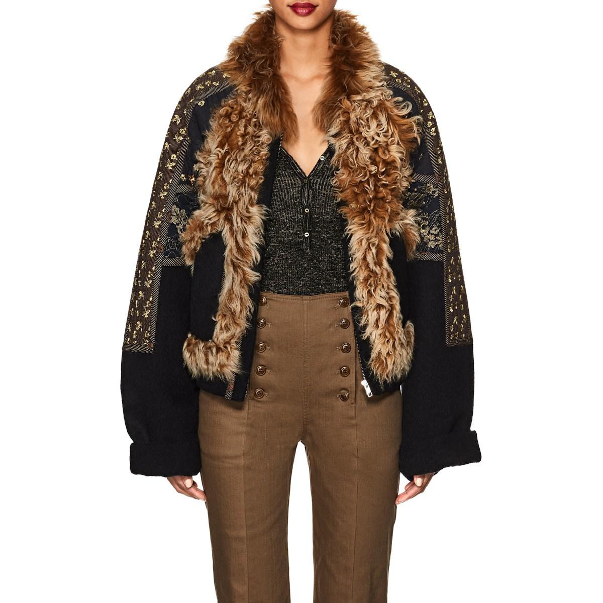 Jacket Shearling Cosme amp; Crop Blue Women's Johnson Felt Ulla qzaBTx