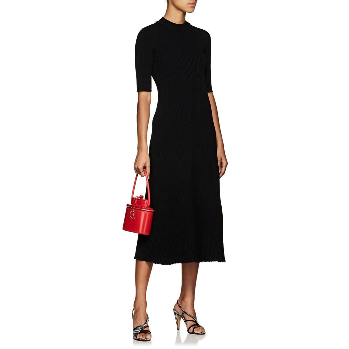 Lyst - Proenza Schouler Rib-knit Fit & Flare Sweaterdress in Black