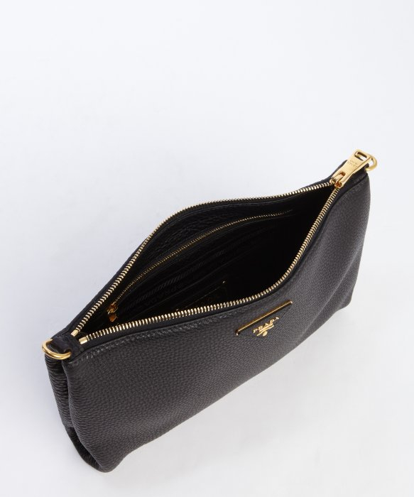 Prada Black Leather Convertible Clutch Shoulder Bag in Black | Lyst  