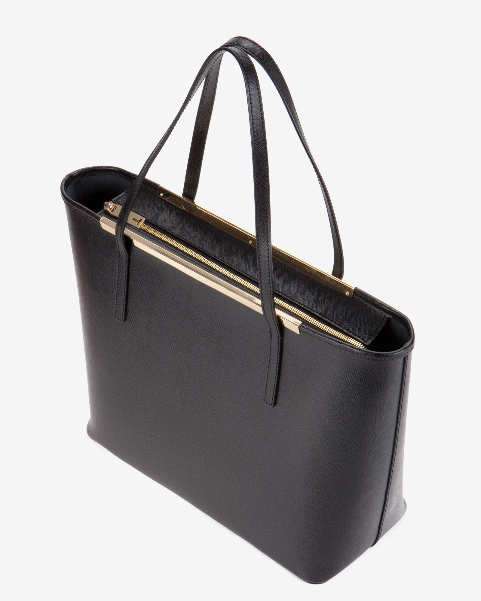 Lyst Ted Baker Large Crosshatch Leather Per Bag In Black