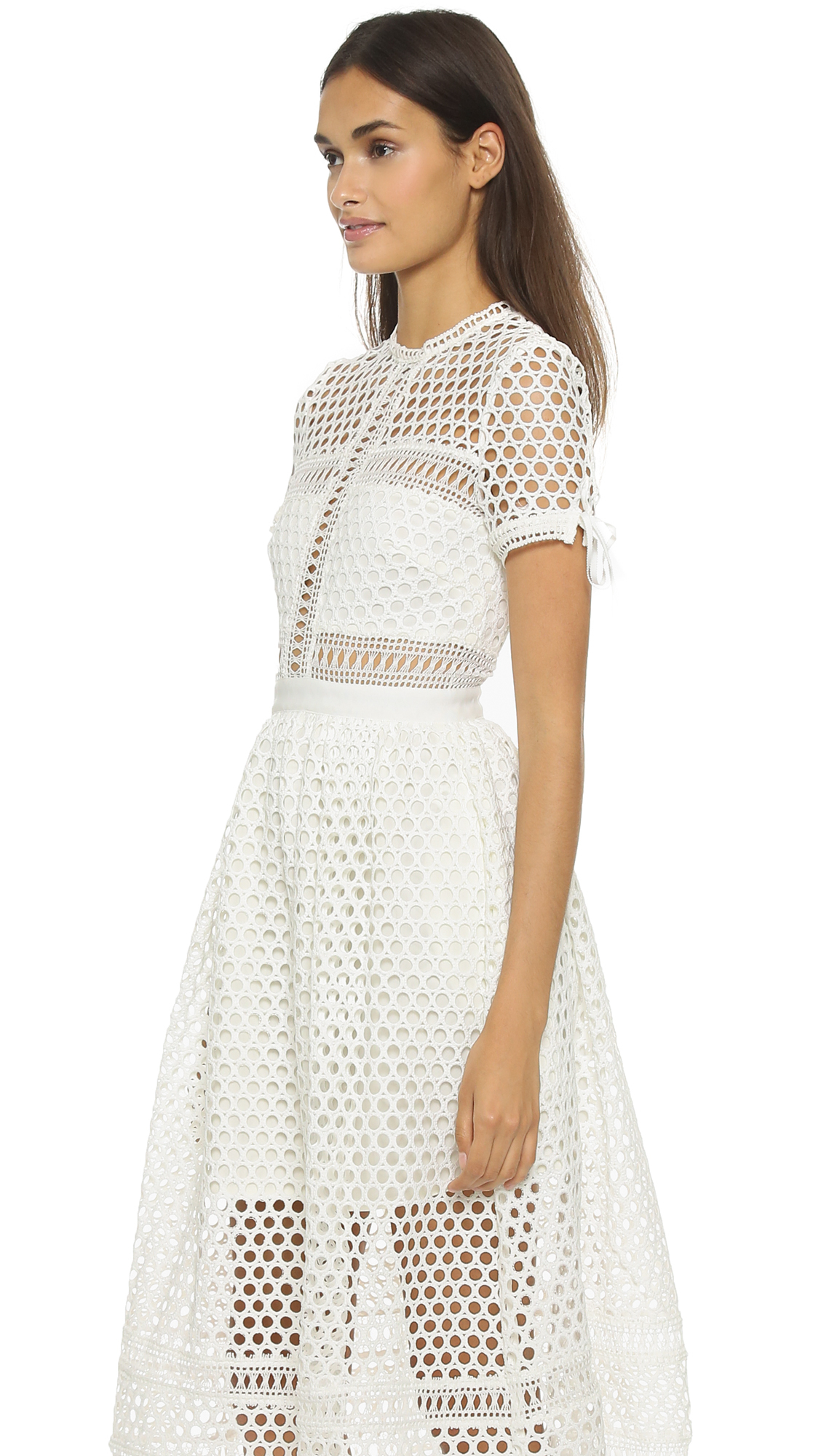 Lyst - Self-Portrait Panelled Dress - White in White