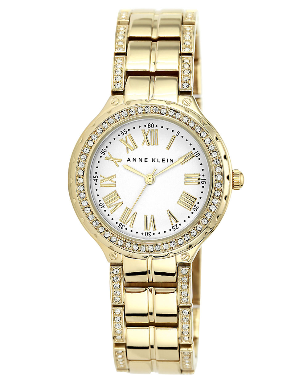 Anne Klein Ladies Goldtone Swarovski Crystal Bracelet Watch in Gold | Lyst