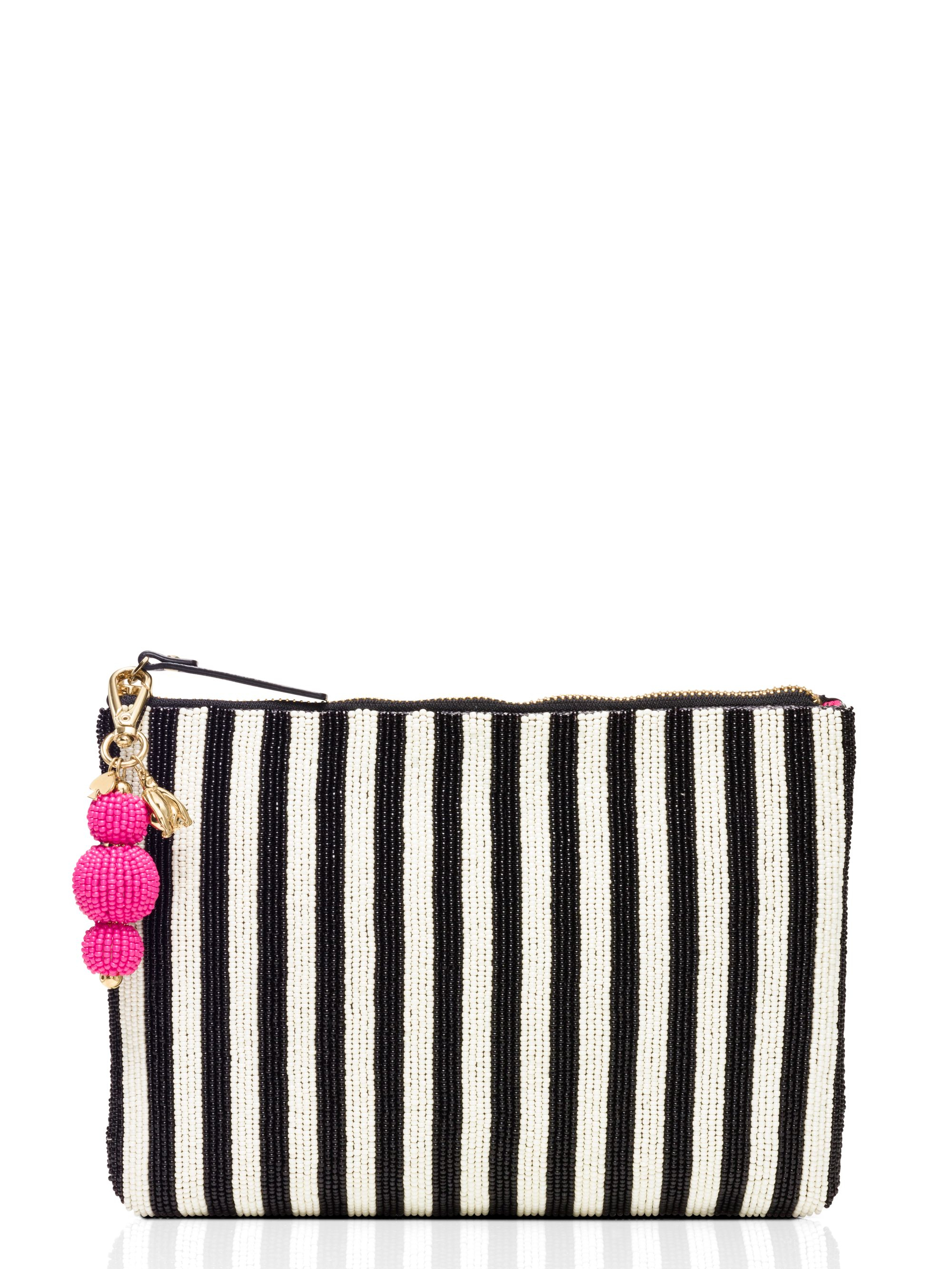 Lyst Kate Spade New York On Purpose Striped Beaded Clutch in Black