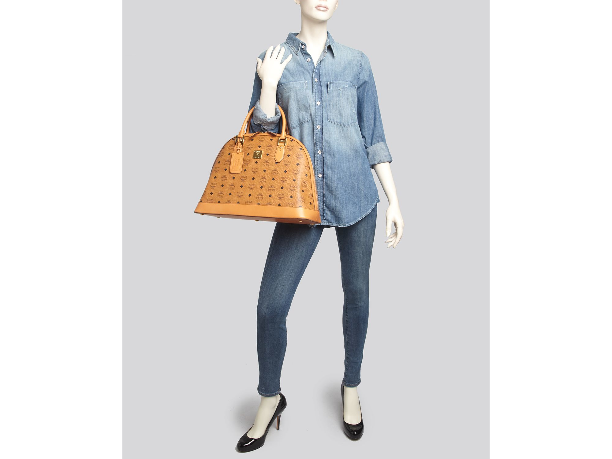 Lyst Mcm Satchel Heritage Bowler Large In Brown Gallery