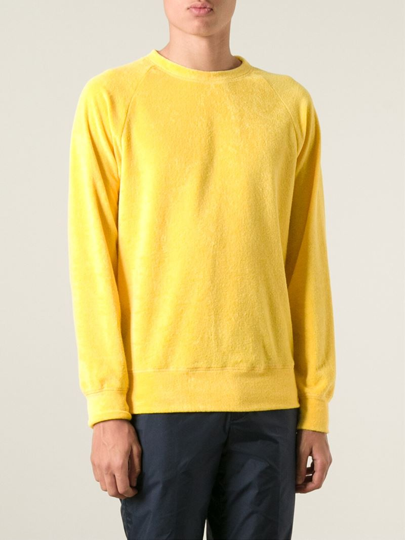 Msgm Crew Neck Sweatshirt in Yellow for Men | Lyst