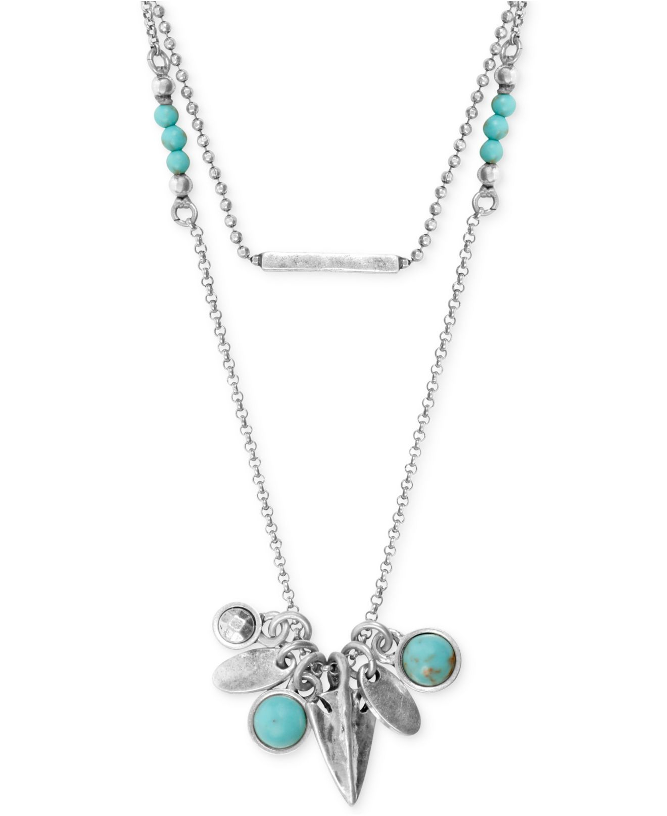 Lyst Lucky Brand Silvertone Charm Necklace in Metallic