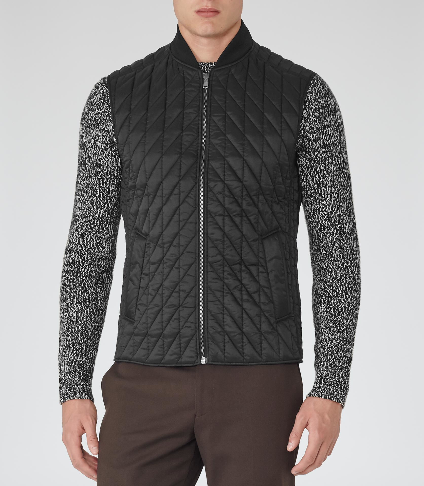 Lyst - Reiss Giles Quilted Gilet in Black for Men