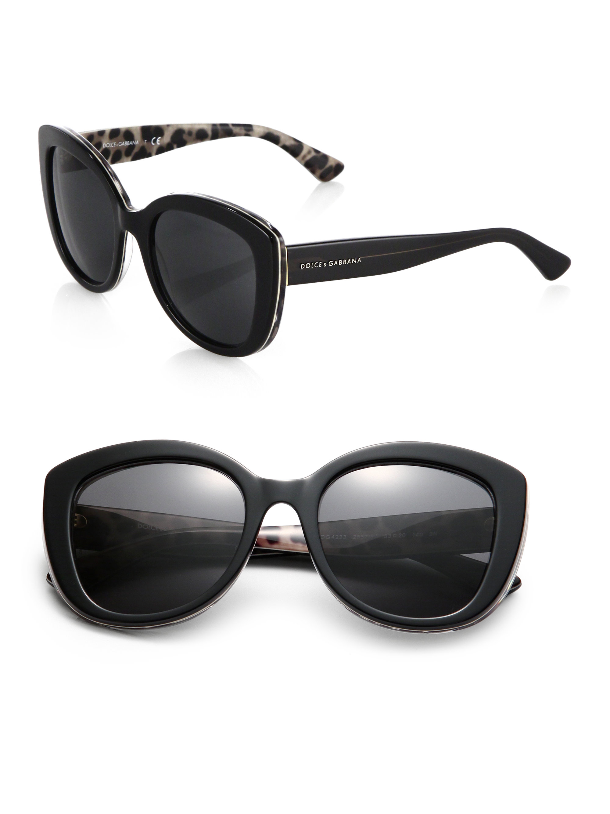 Dolce & gabbana Leopard Print-Trimmed 53Mm Cat'S-Eye Sunglasses in ...