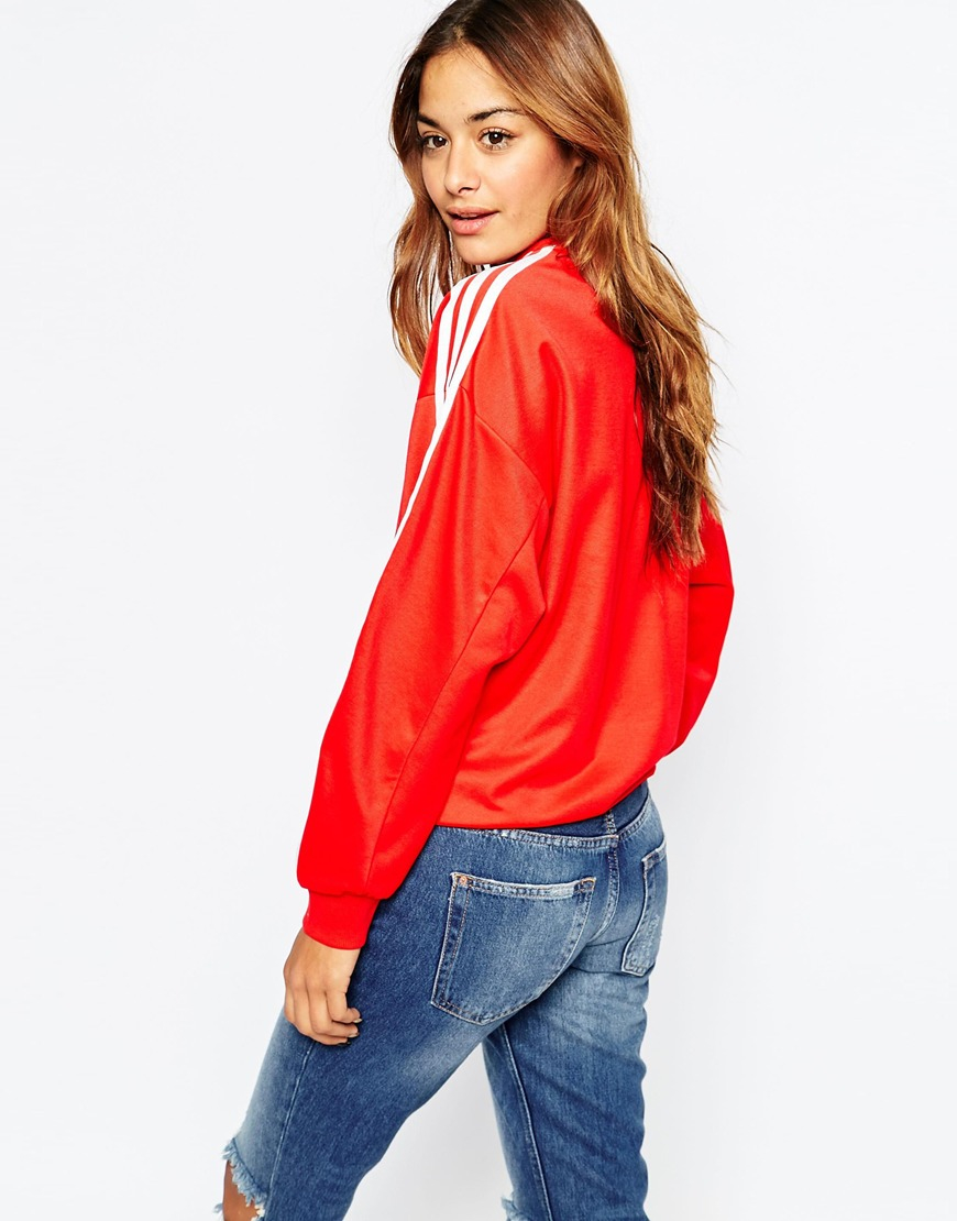 adidas 3 stripe crew sweatshirt women's