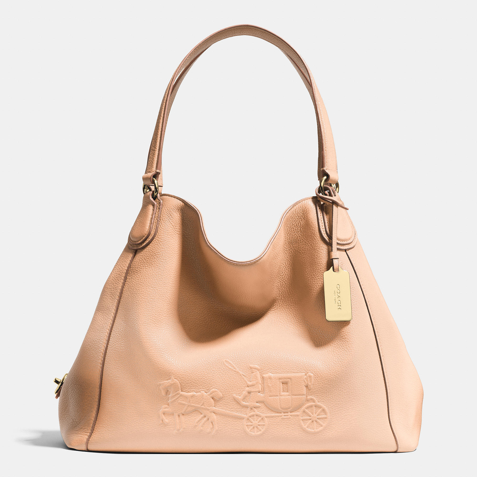 COACH Embossed Horse And Carriage Edie Shoulder Bag In Pebbled Leather