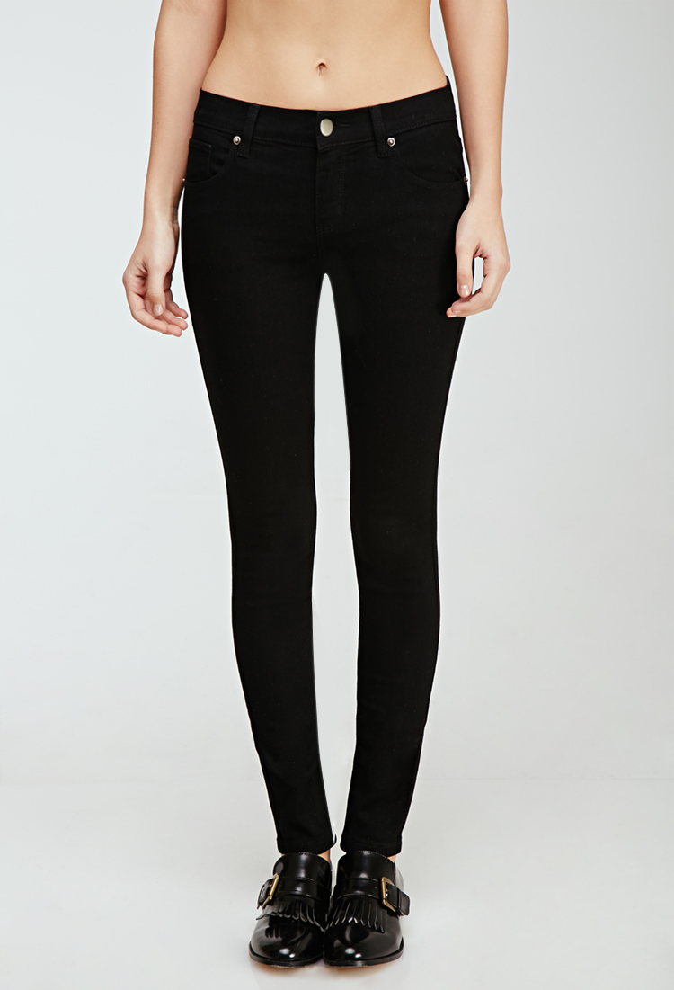 Forever 21 Clean Wash Skinny Jeans in Black | Lyst