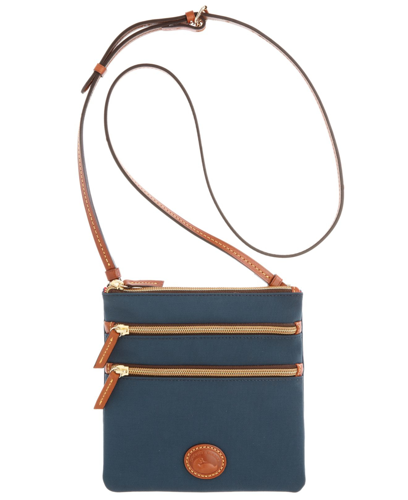 Dooney & bourke North South Triple Zip Nylon Crossbody in Blue (NAVY