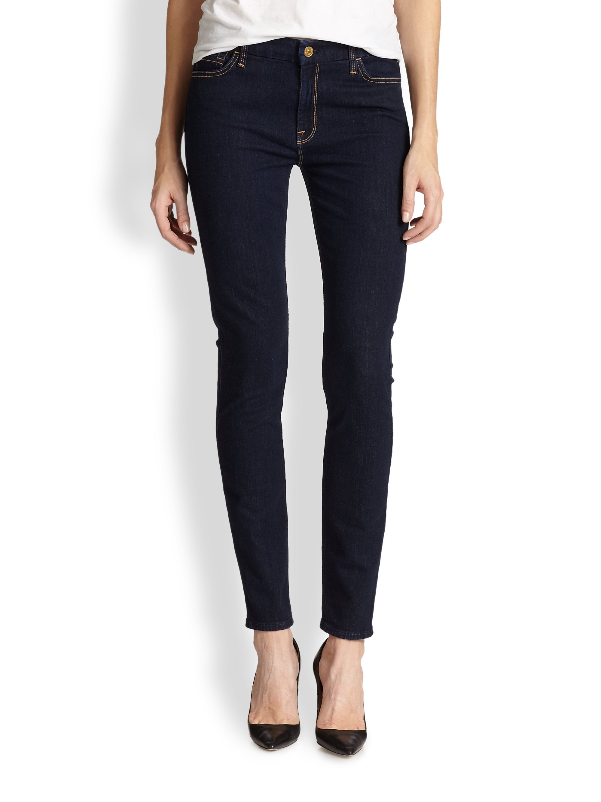 Lyst For All Mankind The High Waist Skinny Jeans In Blue