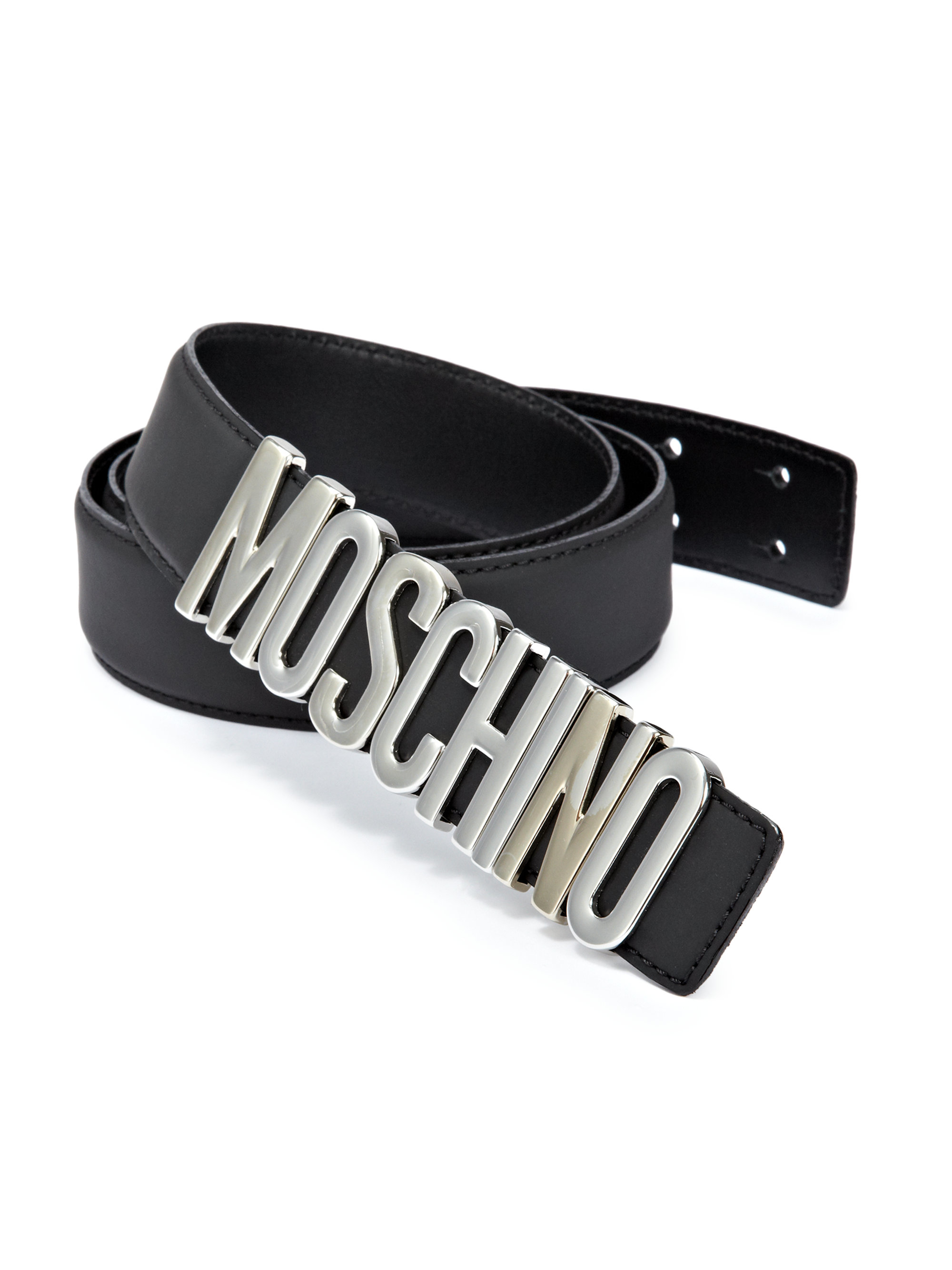 Moschino Logo-buckle Leather Belt in Black for Men | Lyst