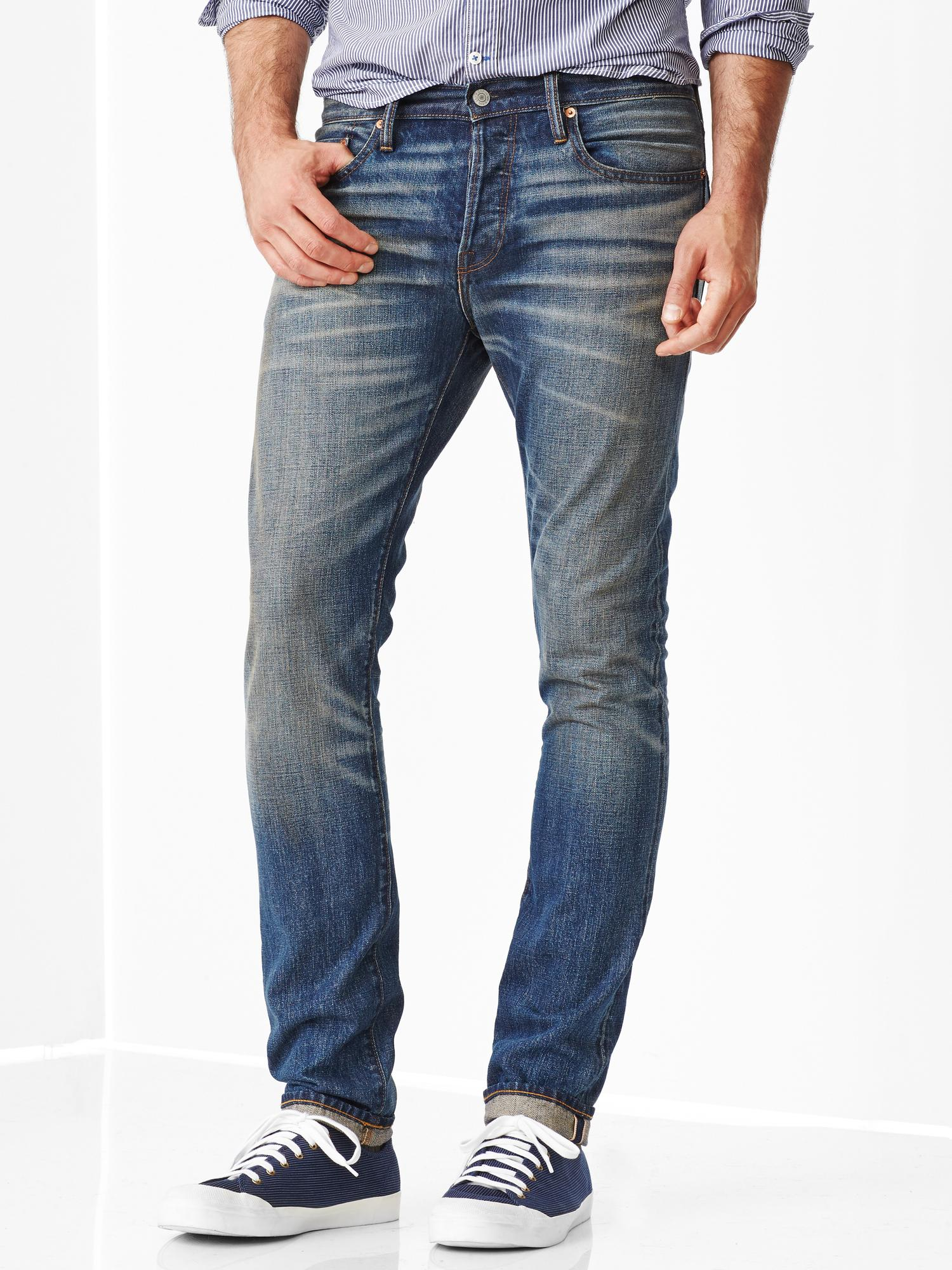 Gap 1969 Skinny Fit Jeans (Tinted Blue Selvedge) in Blue for Men ...