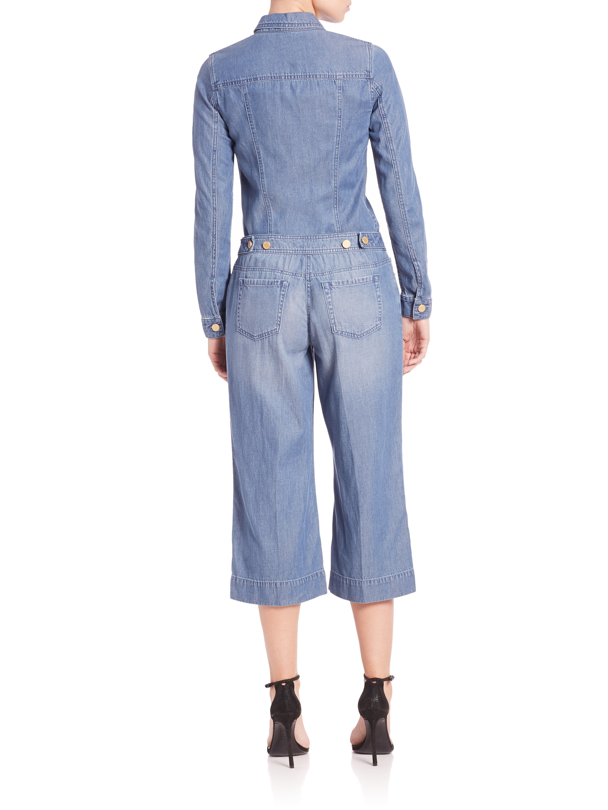 wide leg denim jumpsuit