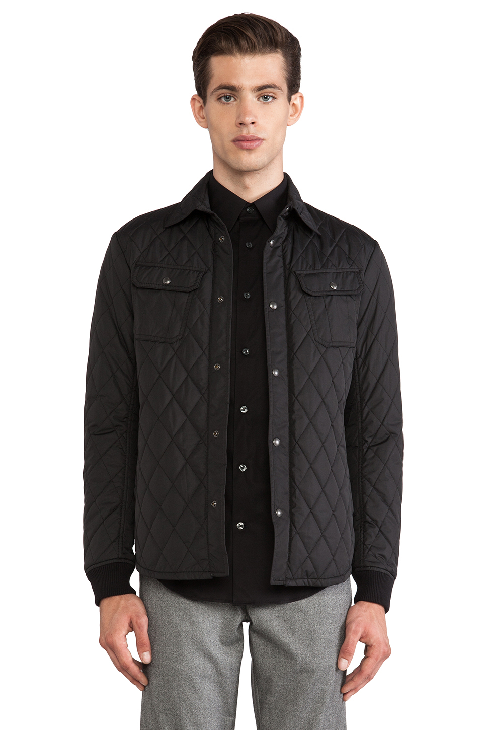 Vince Quilted Cpo Jacket in Black for Men | Lyst