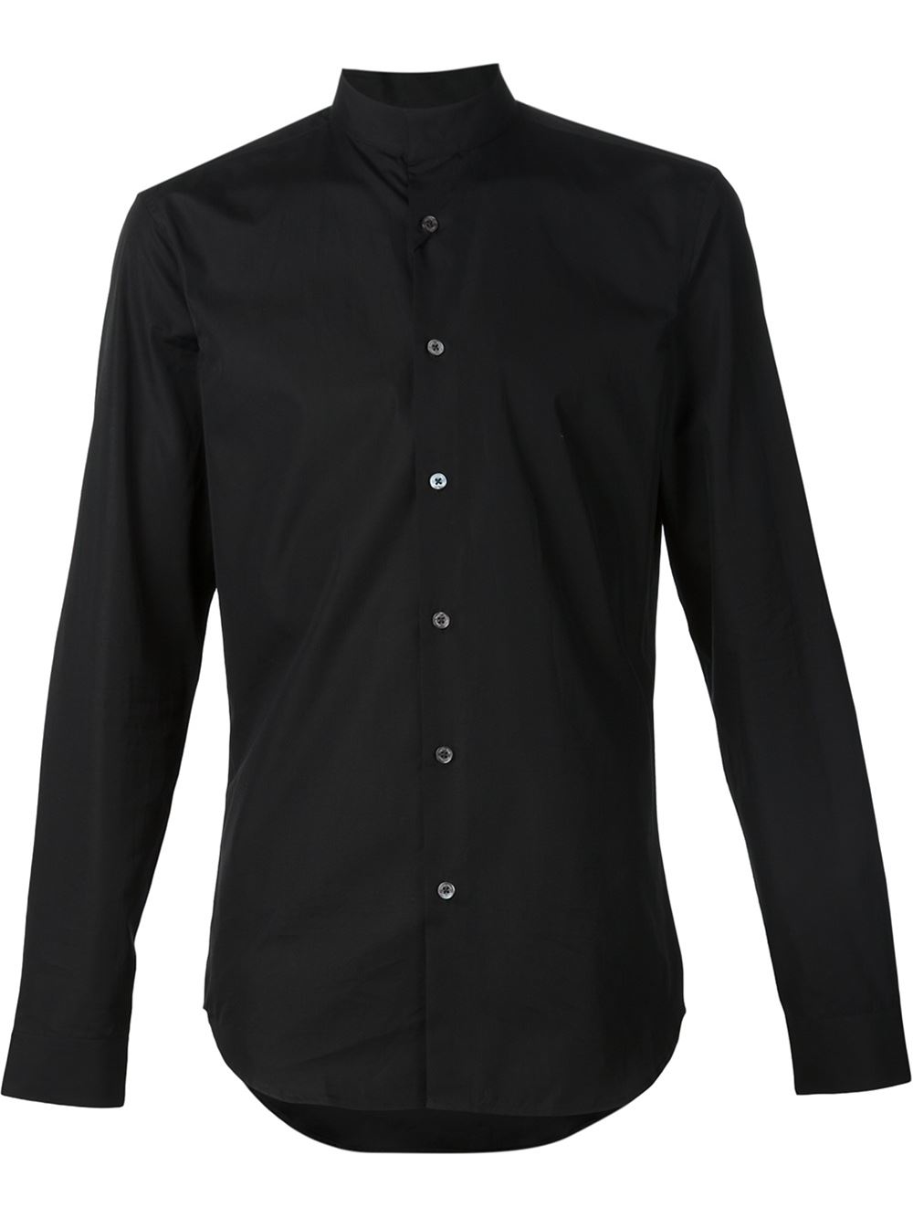 Calvin klein Band Collar Shirt in Black for Men | Lyst