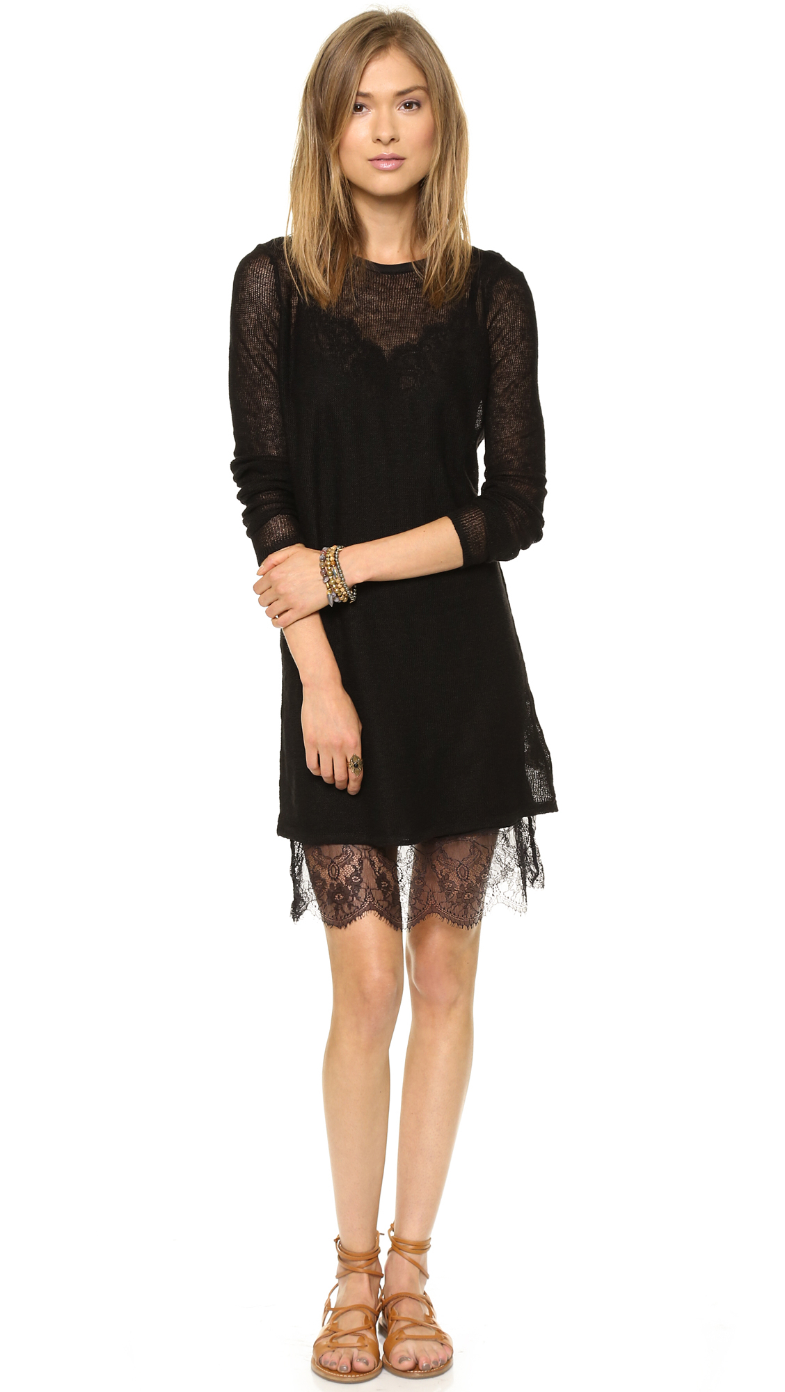 Lyst - Free People Jane Eyre Twofer Sweater Dress - Misty Rose in Black