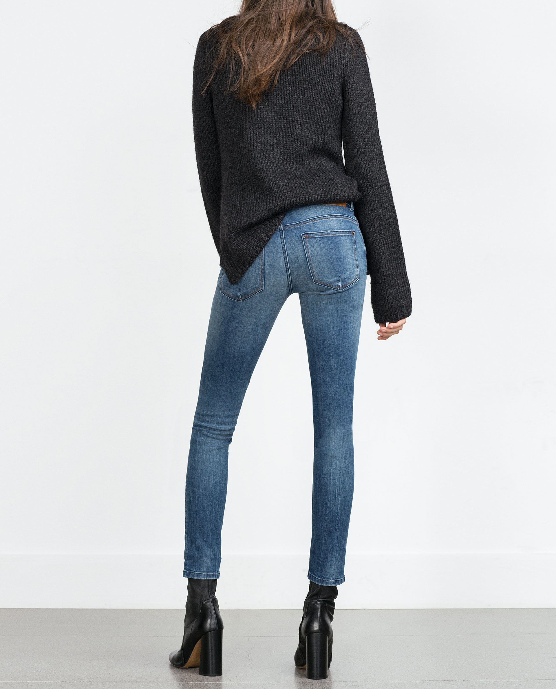 Zara Mid-rise Skinny Jeans in Blue | Lyst