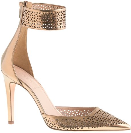 J.crew Collection Natasha Perforated Mirror Metallic Pumps in Gold ...