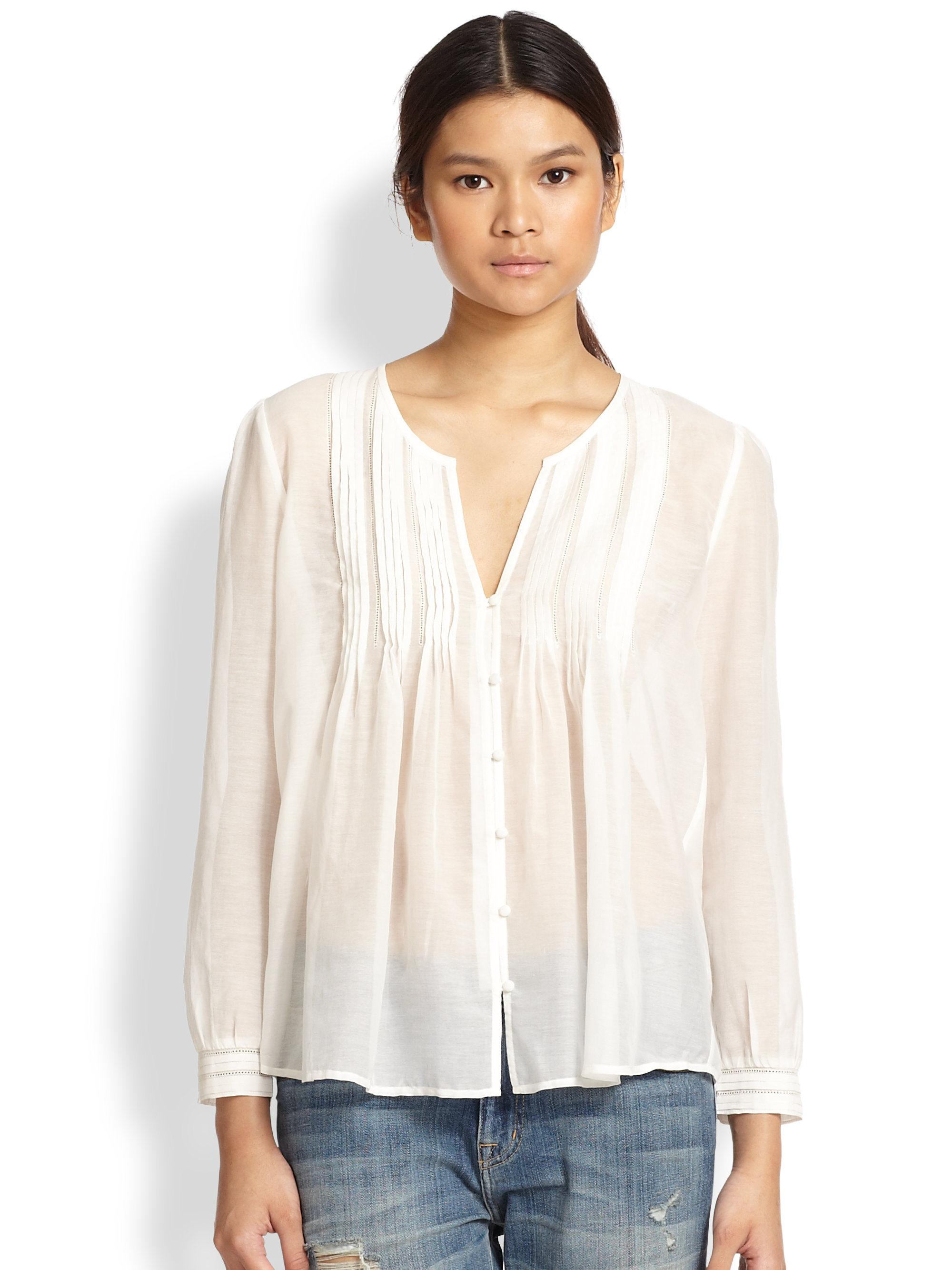 Lyst - Joie Melisse Cotton & Silk Blouse in White