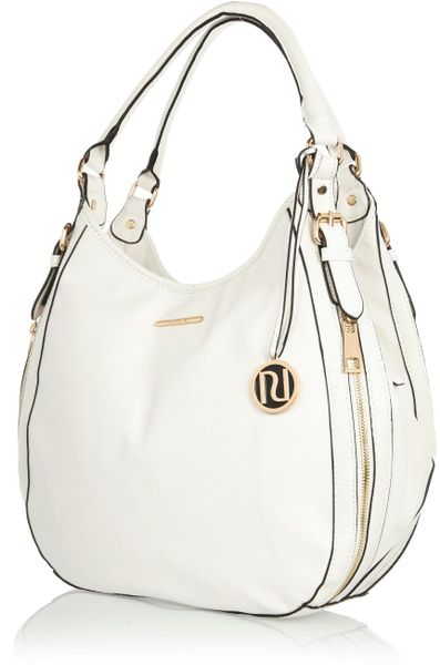 River Island White Zip Trim Slouch Bag in White | Lyst