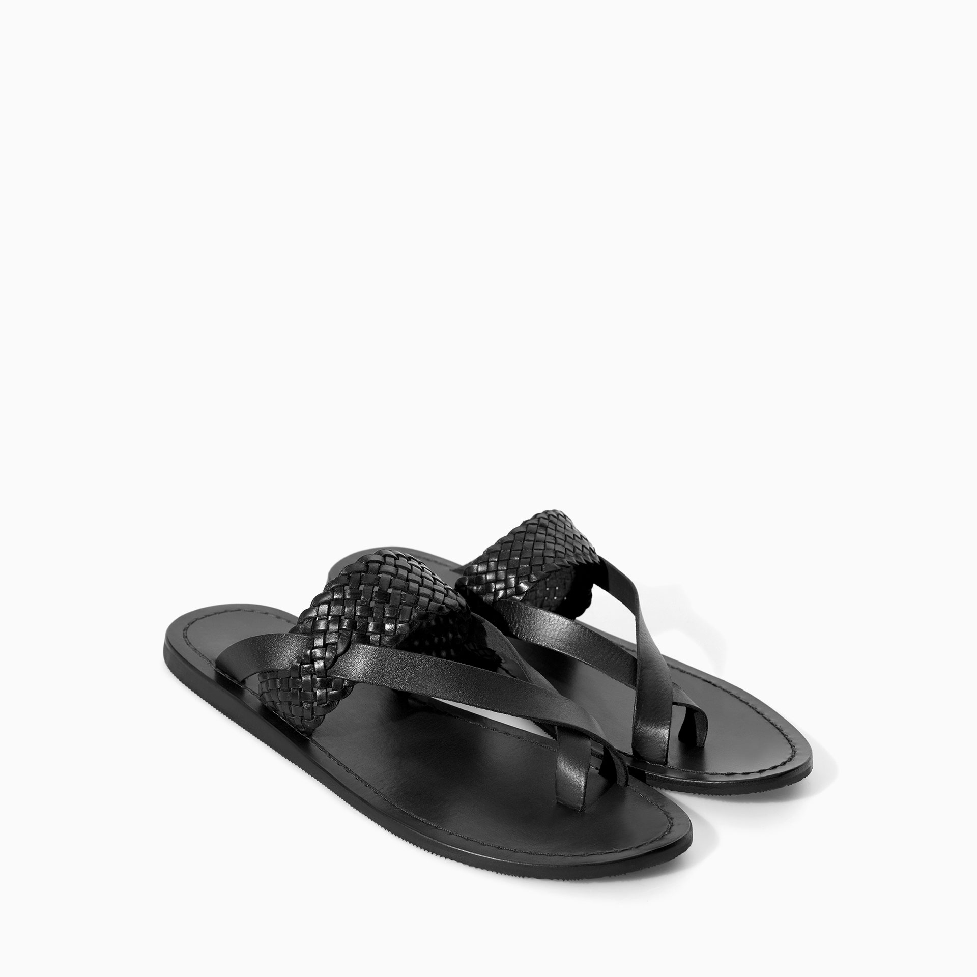  Zara  Braided Leather Sandal  in Black for Men  Lyst