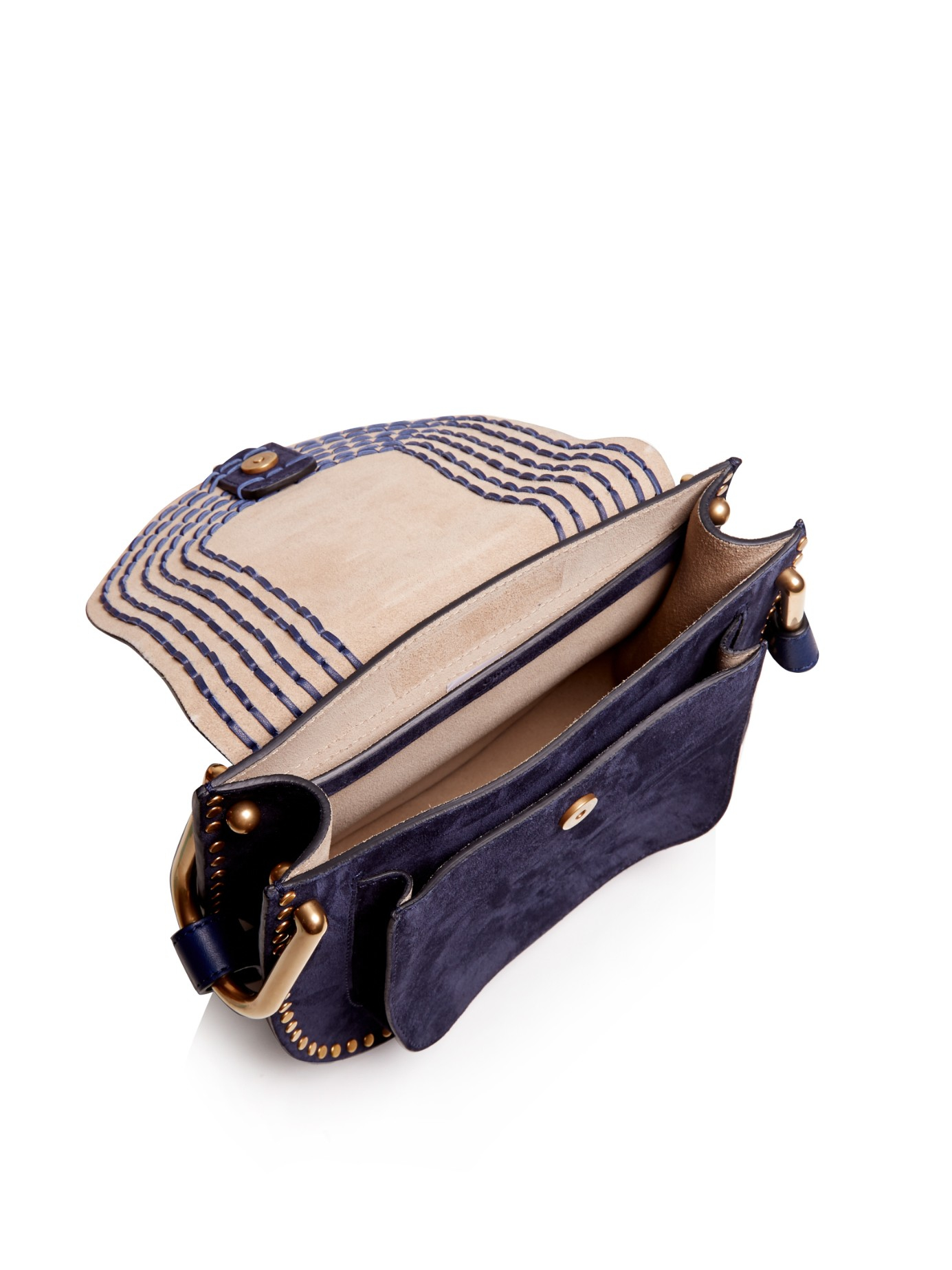 Chlo Hudson Small Suede Cross-body Bag in Blue (NAVY) | Lyst