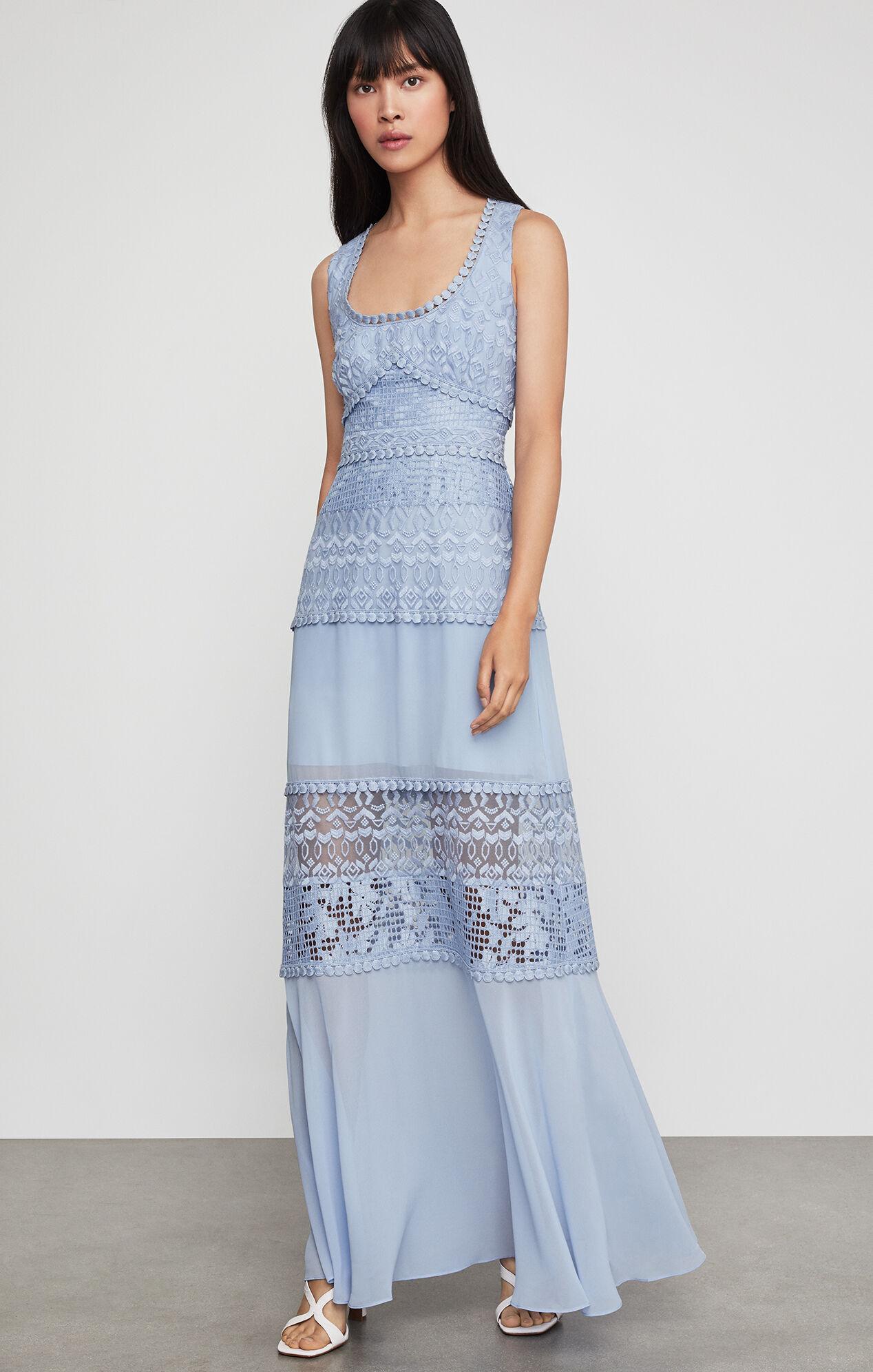 BCBGMAXAZRIA Bcbg Pompom-trimmed Maxi Dress in Blue - Lyst