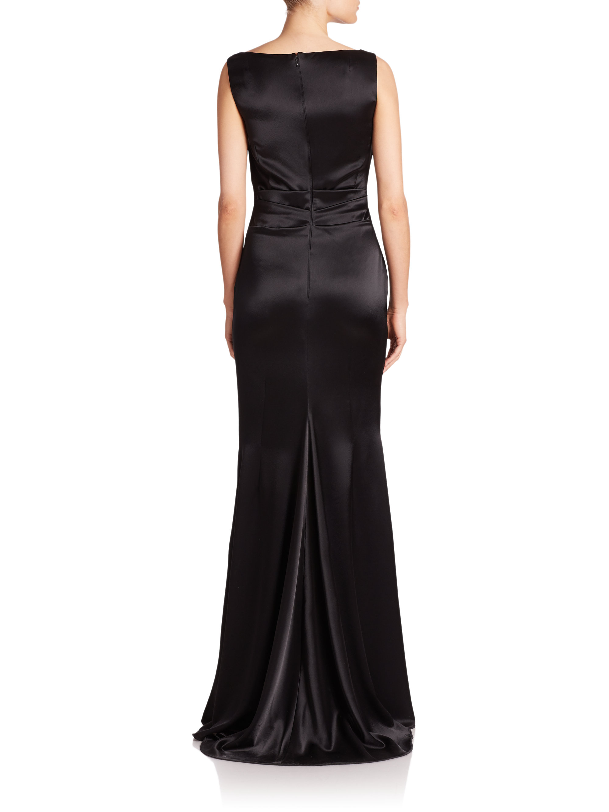 black ruched gown