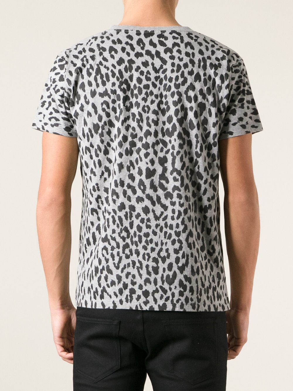 Lyst - Saint Laurent Leopard Print Tshirt in Gray for Men
