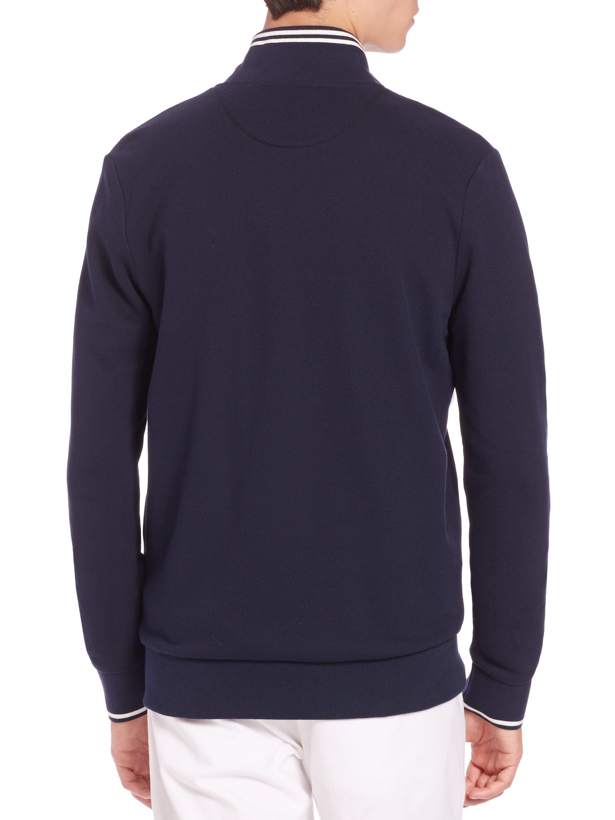 Lyst - Lacoste Zip-front Sweater in Blue for Men