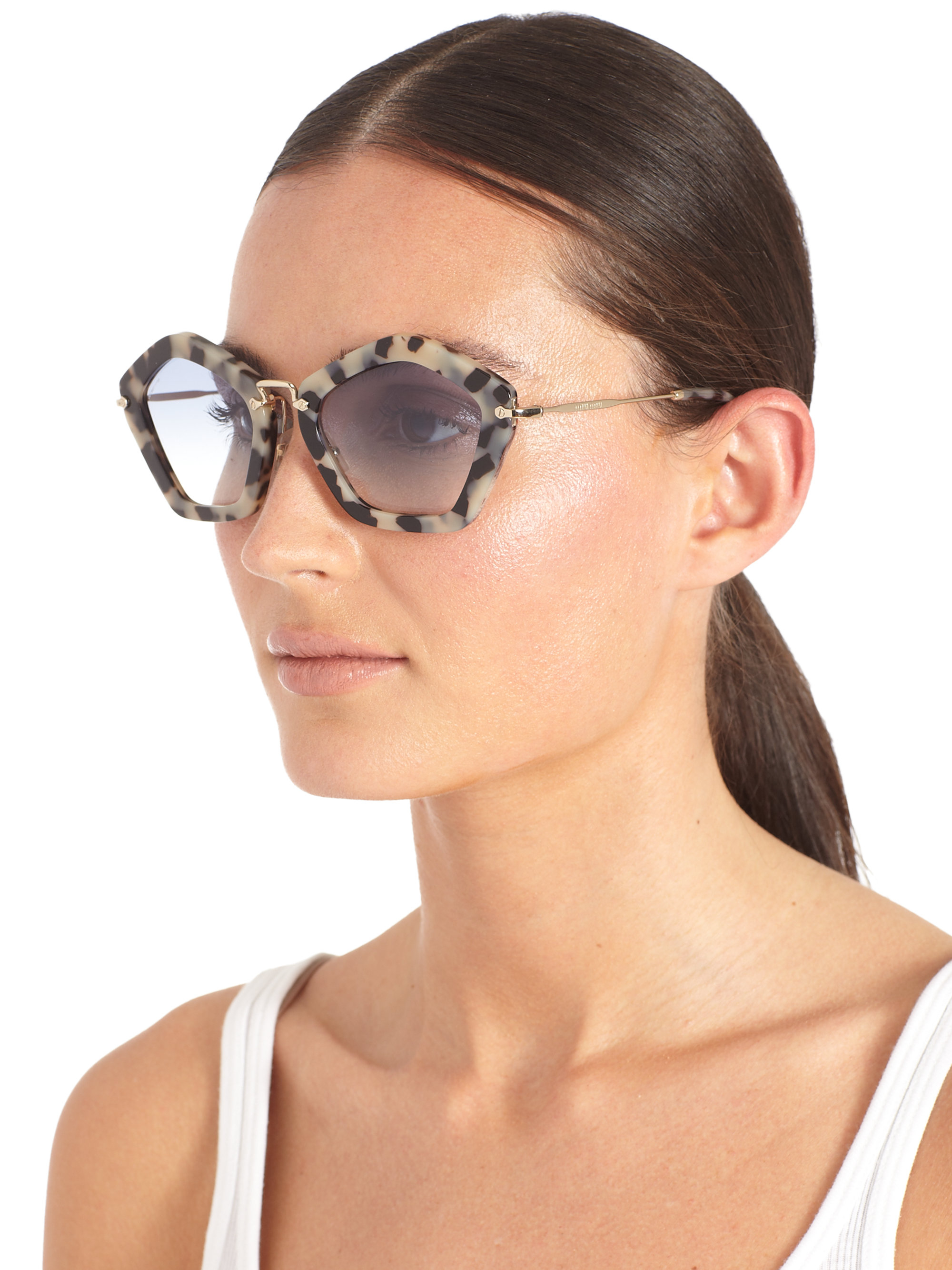 miu miu white noir polygonal shaped sunglasses product 1 18322473 2 745594223 normal