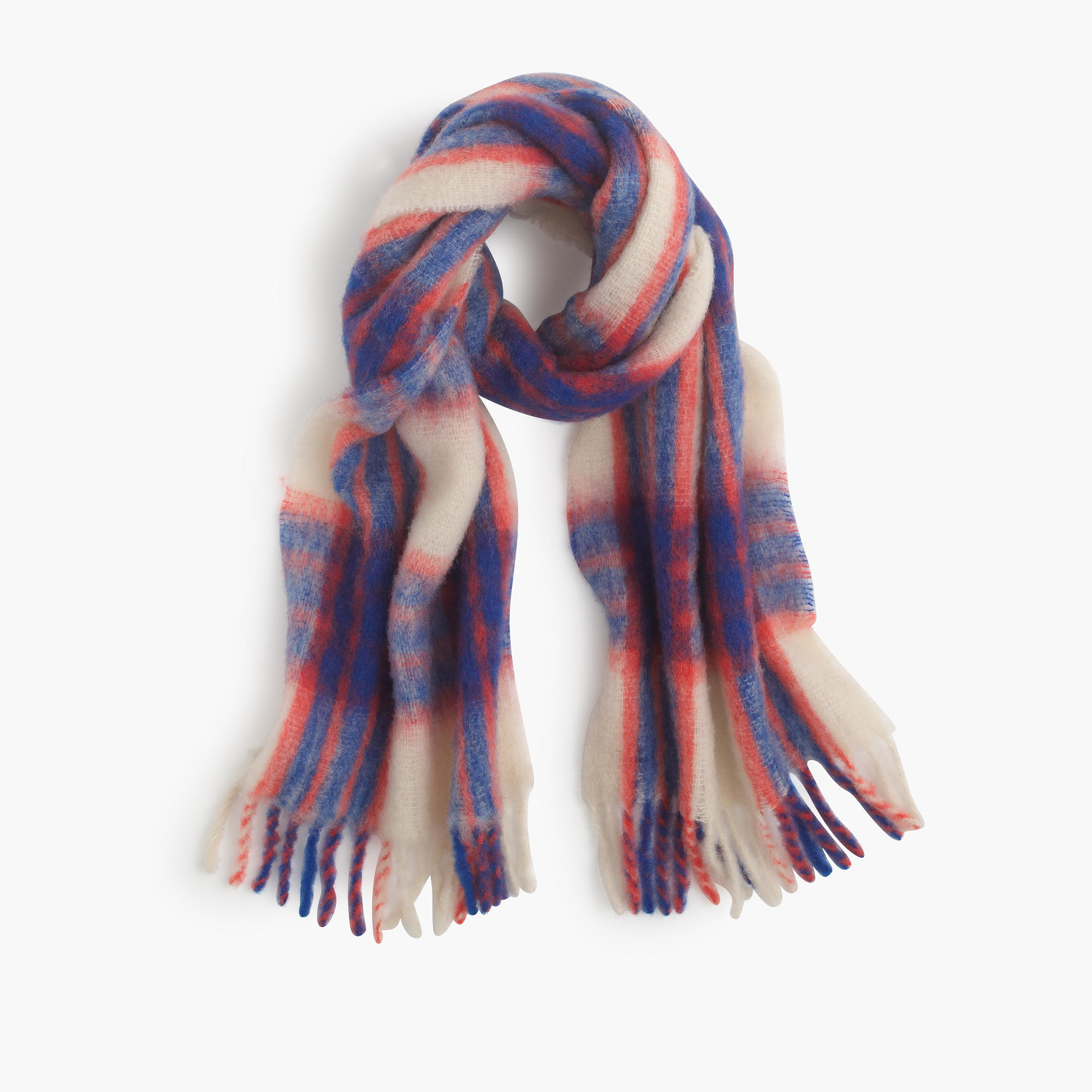 J.crew Brushed Italian Wool Scarf In Vibrant Plaid in Blue Lyst