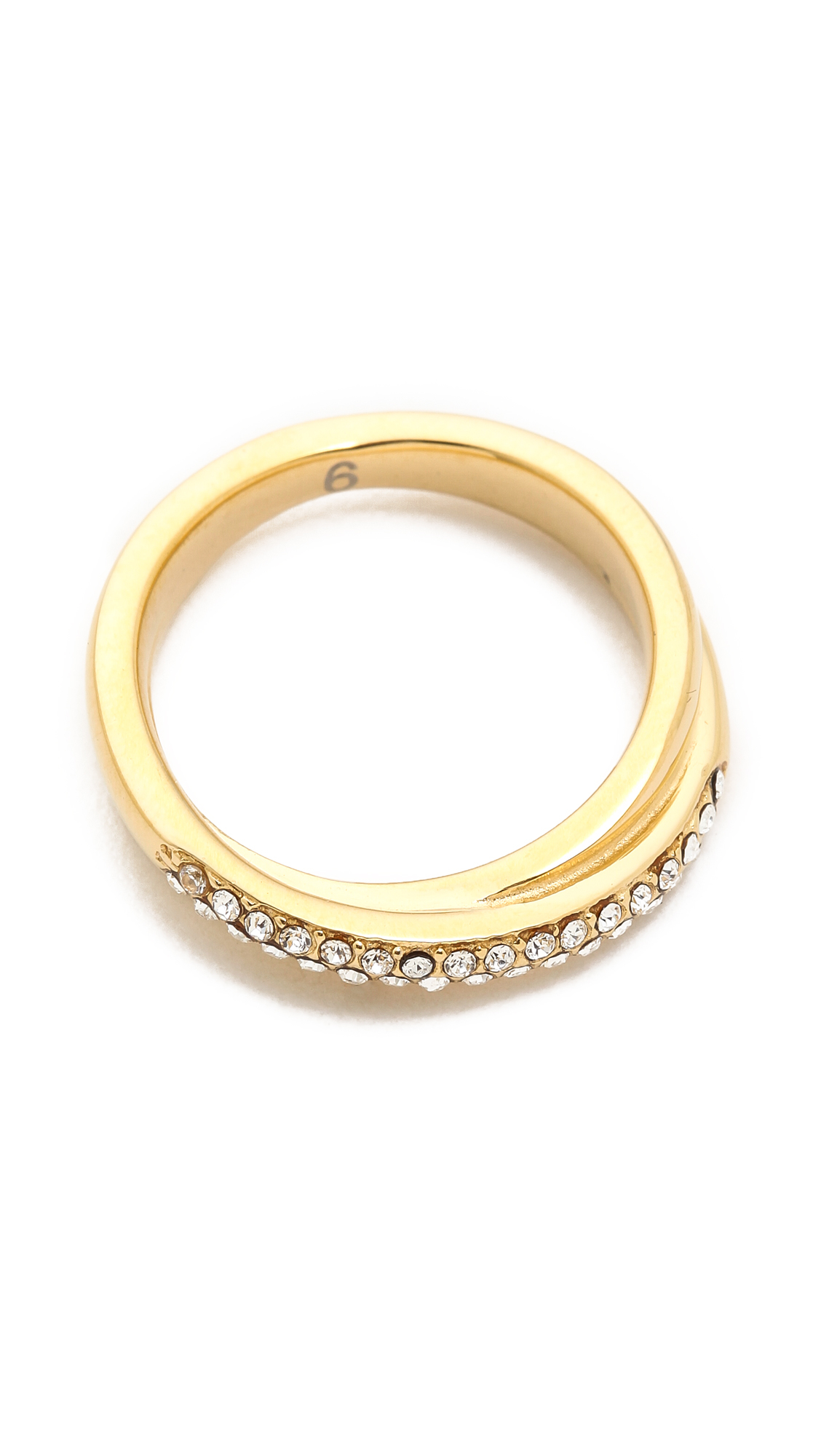 Lyst Michael Kors Pave Crossover Ring Goldclear