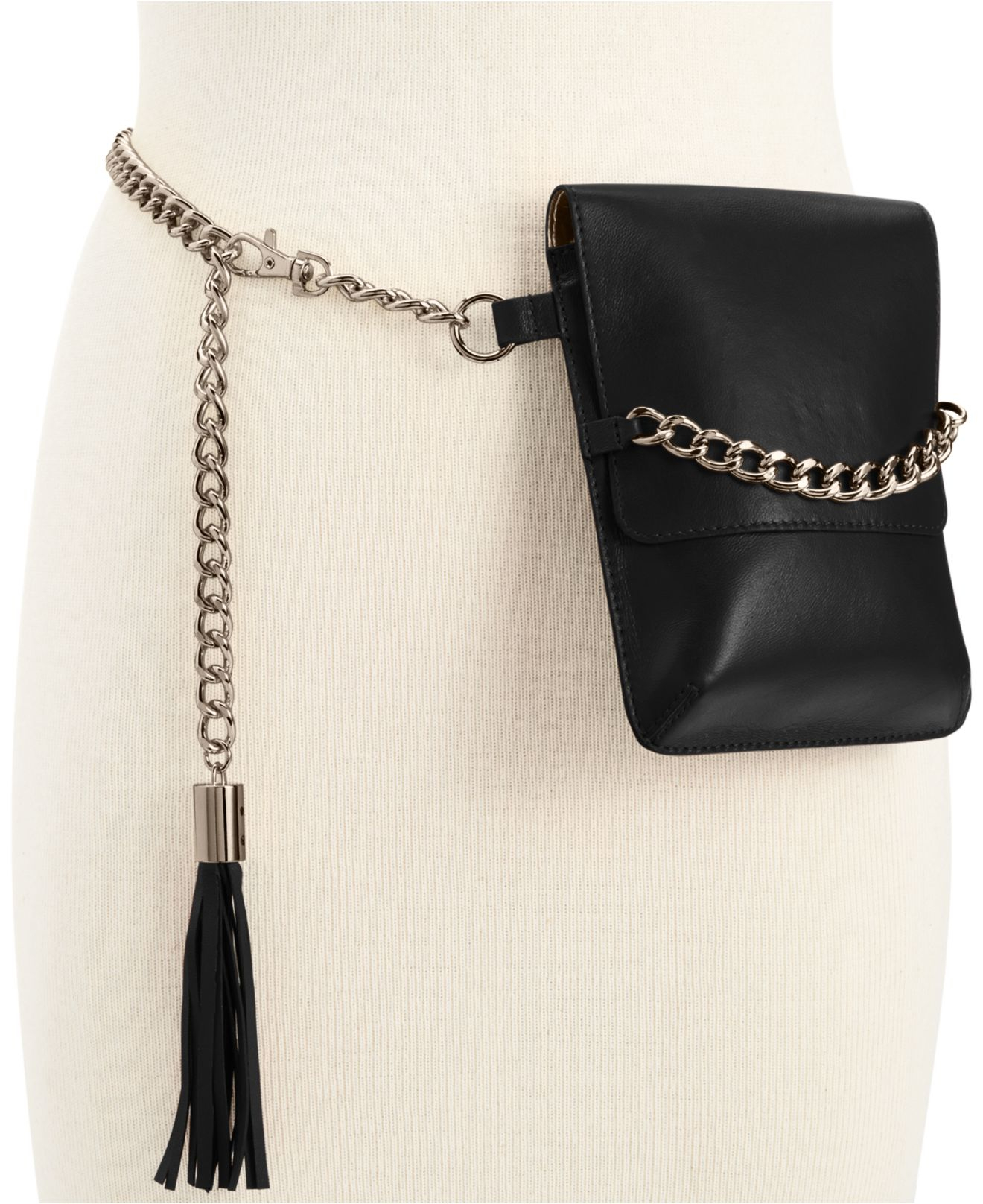 Lyst - Michael Kors Michael Leather Belt Bag With Tassel in Black